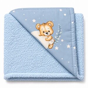 Baby Nellys Dětská oboustranná deka beránek 90x75 cm, Sleepy Teddy, modrá obraz