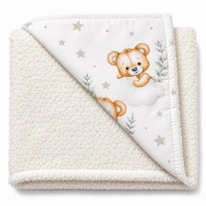 Baby Nellys Dětská oboustranná deka beránek 90x75 cm, Sleepy Teddy, bílá, cream obraz