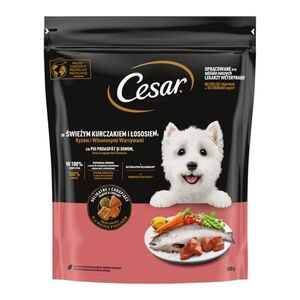 Cesar s kuřecím a lososem granule 800 g obraz