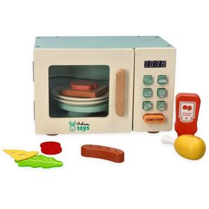 Adam Toys Dřevěná elektronická mikrovlnka s příslušenstvím obraz