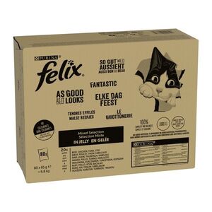 Purina Felix Fantastic hovězí, kuře, tuňák, treska v želé kapsičky pro kočky 80x85 g obraz