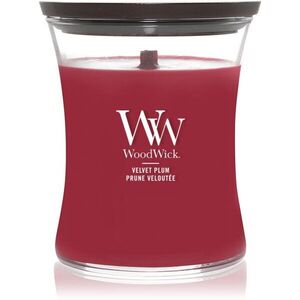 Woodwick Velvet Plum vonná svíčka s dřevěným knotem 275 g obraz
