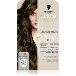 Schwarzkopf Creme Supreme permanentní barva na vlasy odstín 5-0 Střední hnědá 60 ml obraz
