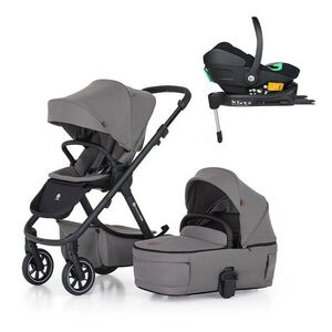 Petite&Mars Kočárek kombinovaný ICON 2v1 Dove Grey LITE RWS + Core Pro i-Size Black + Báze obraz