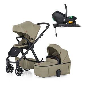 Petite&Mars Kočárek kombinovaný ICON 2v1 Mossy Green LITE AIR + Core Pro i-Size Black + Báze obraz
