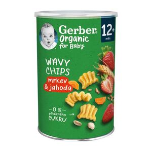 Gerber Organic Wavy chips mrkev a jahoda 12m+ 35 g obraz