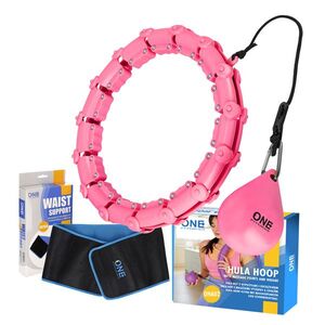 One Fitness Sada masážní hula hoop OHA02 se závažím a zeštíhlujícího pásu BR160 růžová obraz