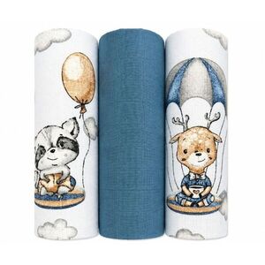 Baby Nellys Mušelínové pleny 3ks DELUX - Obloha 60 x 80 cm, bílá, jeans obraz