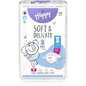 BELLA Baby Happy Soft&Delicate jednorázové pleny s kanálky Midi 5-9 kg 70 ks obraz